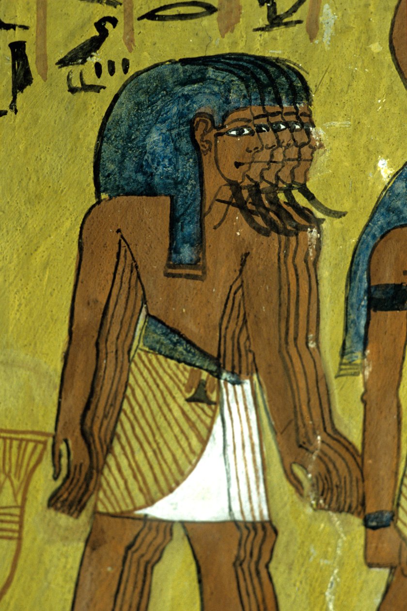 Det gamle Egypt, veggmaleri/utskjæring, guder som ledsager Ra på solbarken, graven til Sennedjem, Theben av Egyptian Egyptian