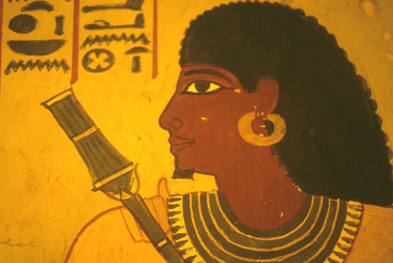 Det gamle Egypt, veggmaleri/veggmaleri/freskomaleri, Sennufers grav, Theben/Luxor, Sennufer som holder septer, ordfører i Theben, tilsynsmann under Amenophis II av Egyptian Egyptian