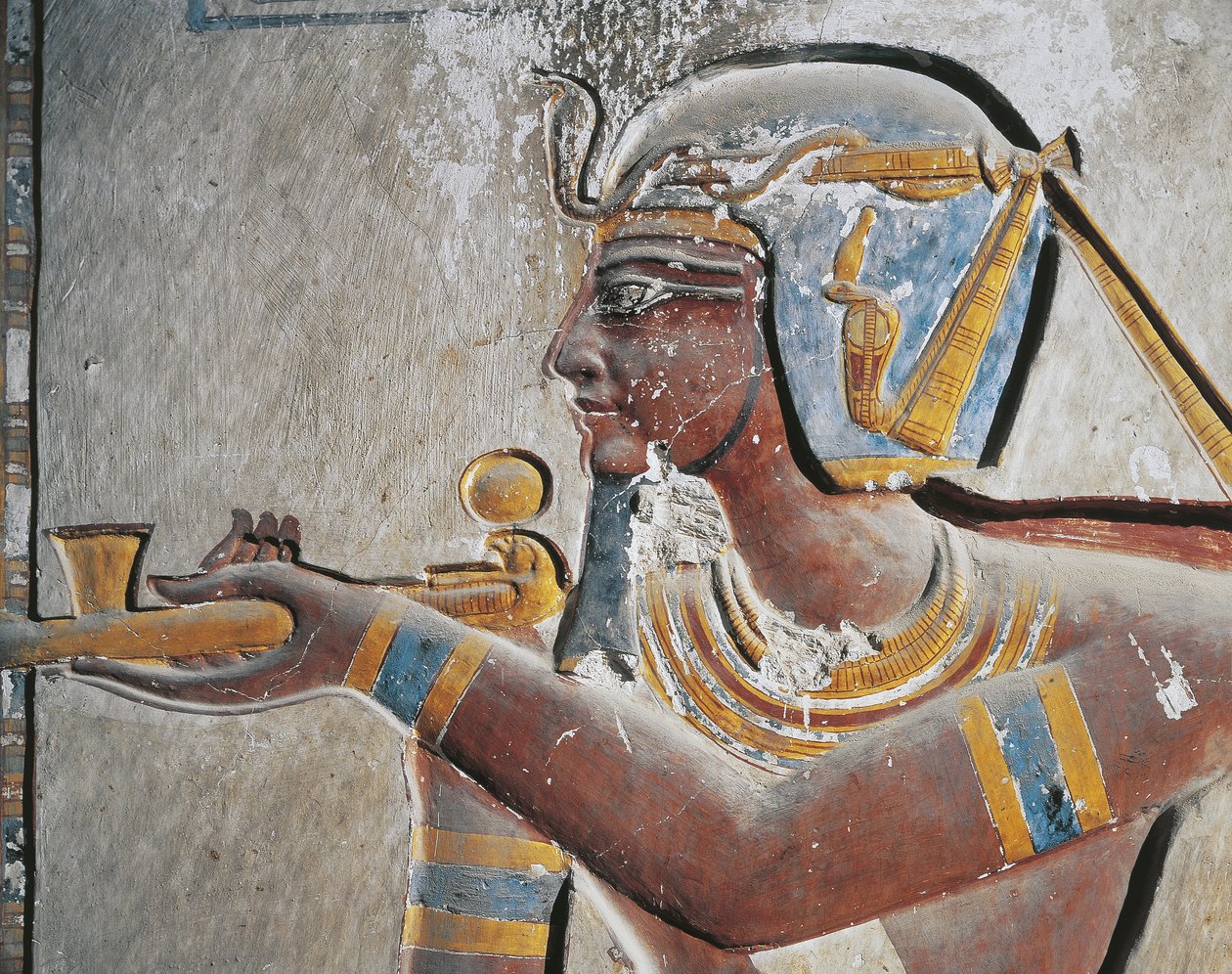 Egypt, antikkens Theben, Kongenes dal, Malt relieff av farao ved graven til Ramses VI av Egyptian Egyptian