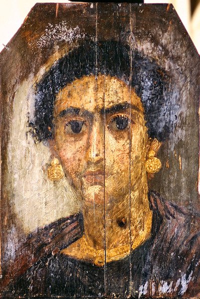 Portrett av en kvinne, ca. 100-300 (enkaustisk på panel) av Egyptian Egyptian