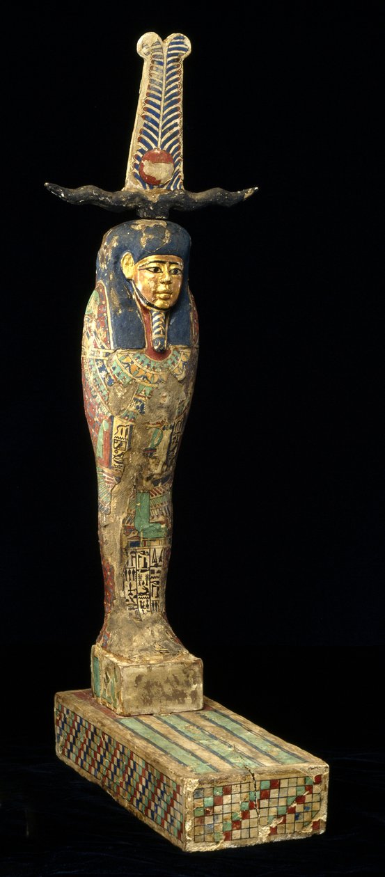Ledsagerstatue, 332–30 f.Kr. (tre, polykrom og gull) av Egyptian Ptolemaic Period