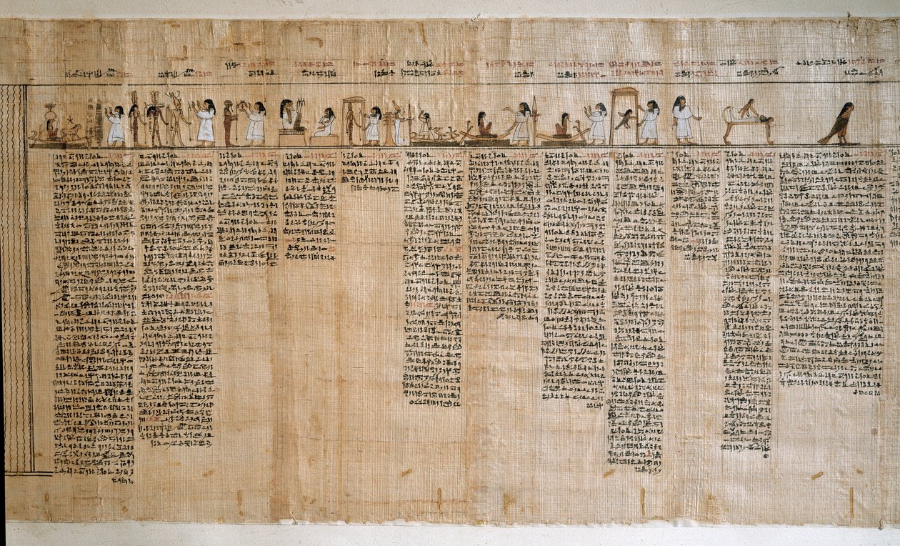 Egyptian Antiquit: Papyrus of a Book of the Dead. Ptolemaisk periode. Torino, egyptisk museum - det gamle Egypt: papyrus fra de dødes bok. Ptolemaisk periode. Egyptisk museum, Torino, Italia av Egyptian Ptolemaic Period