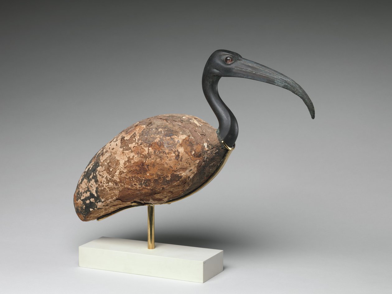 Ibis (malt tre og bronse, glassøyne) av Egyptian Ptolemaic Period