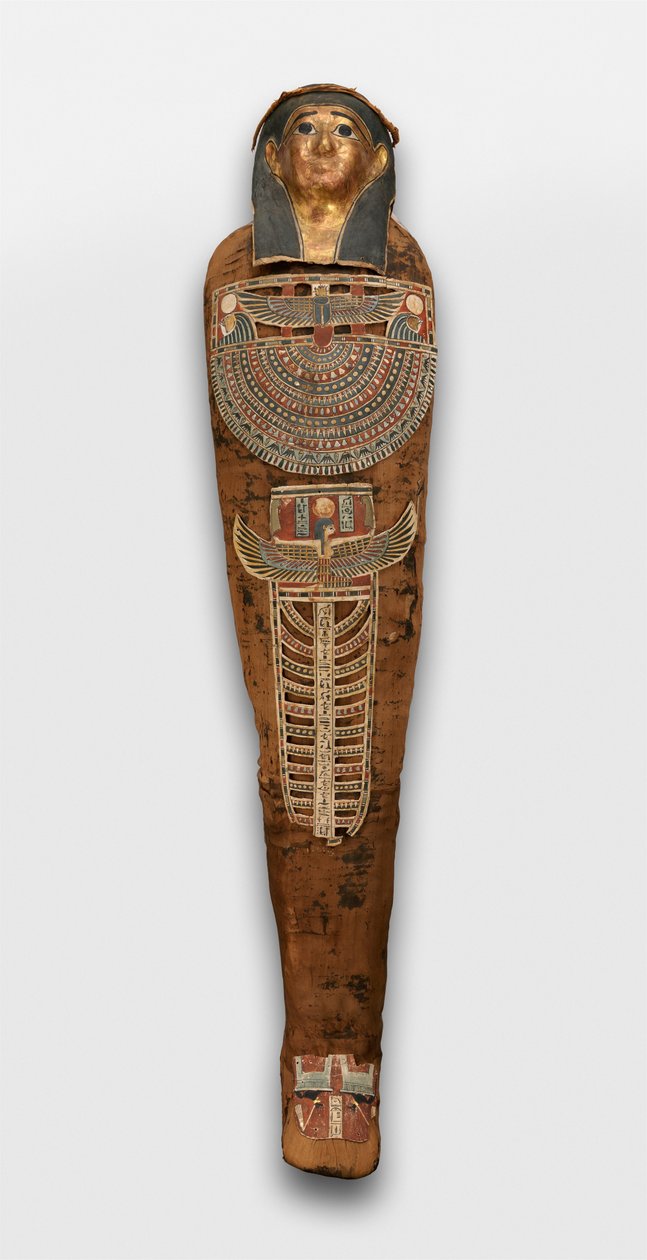 Mumie av Nesmin med plantekrans, mumiemaske og andre kartongelementer, 200-30 f.Kr. av Egyptian Ptolemaic Period