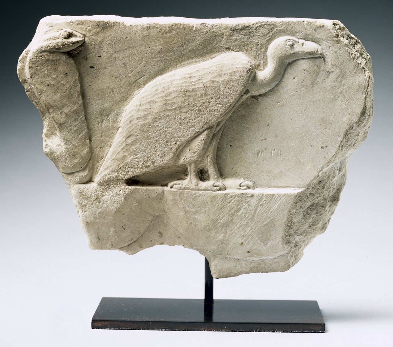 Relieff som viser en gribb og kobra (kalkstein) av Egyptian Ptolemaic Period