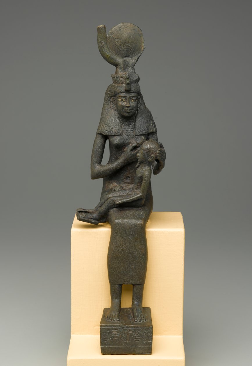 Sittende statuett av Isis som holder Horus (bronse) av Egyptian Ptolemaic Period