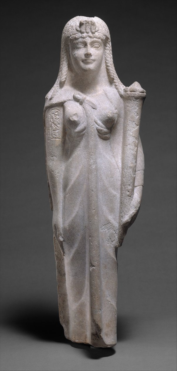 Statue av en ptolemaisk dronning, kanskje Cleopatra VII, 200-30 f.Kr. (dolomittisk kalkstein) av Egyptian Ptolemaic Period