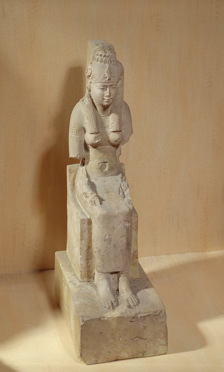 Statue av gudinnen Rattawy, fra Medamud (kalkstein) av Egyptian Ptolemaic Period