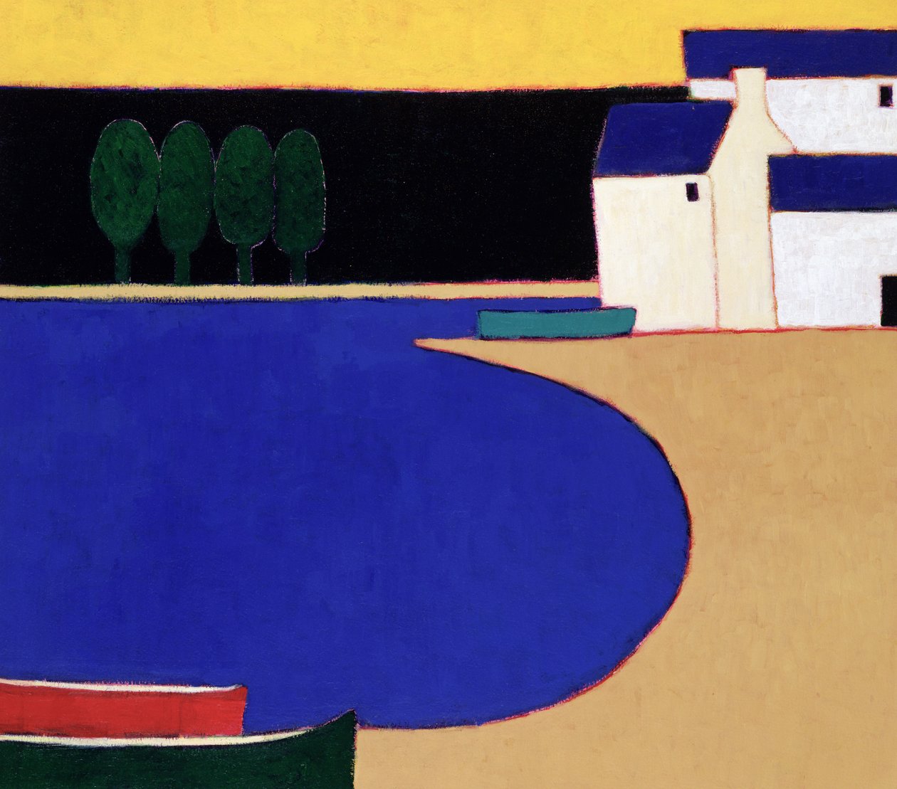 Bay nær Ste. Marie, Bretagne, 2004 (akryl på papir) av Eithne Contemporary Artist Donne