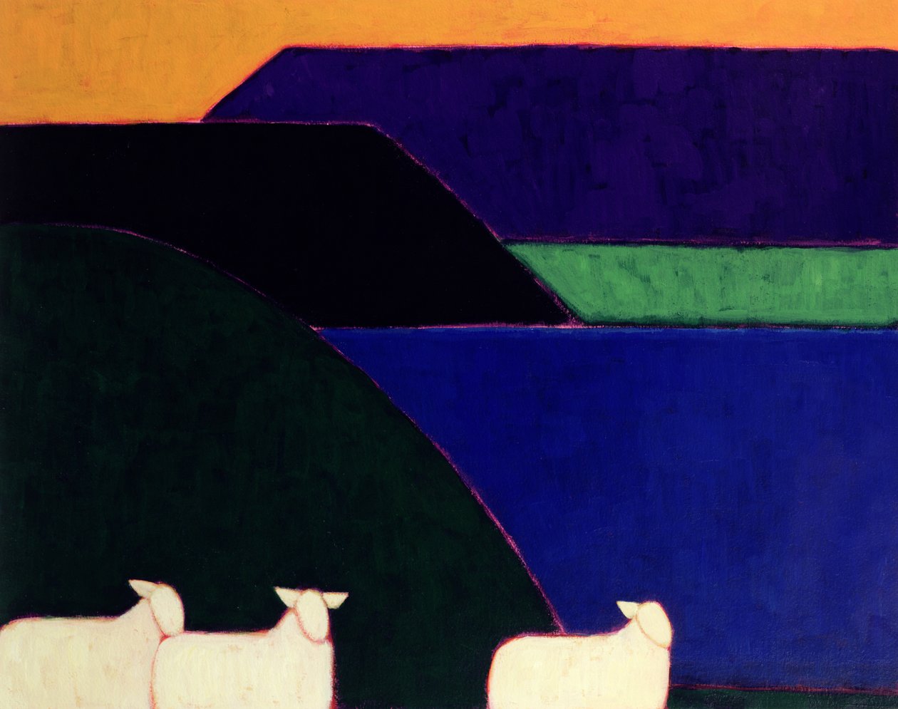 Fjord Snaefellness, 1999 (akryl på papir) av Eithne Contemporary Artist Donne