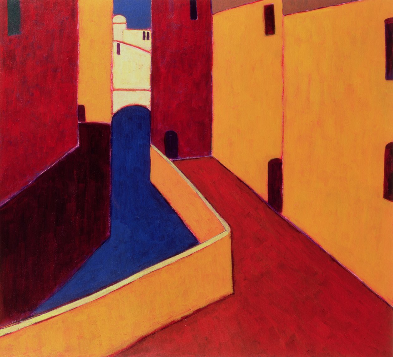 Fondamenta dei Sartori, Venezia, 1999 (akryl på papir) av Eithne Contemporary Artist Donne