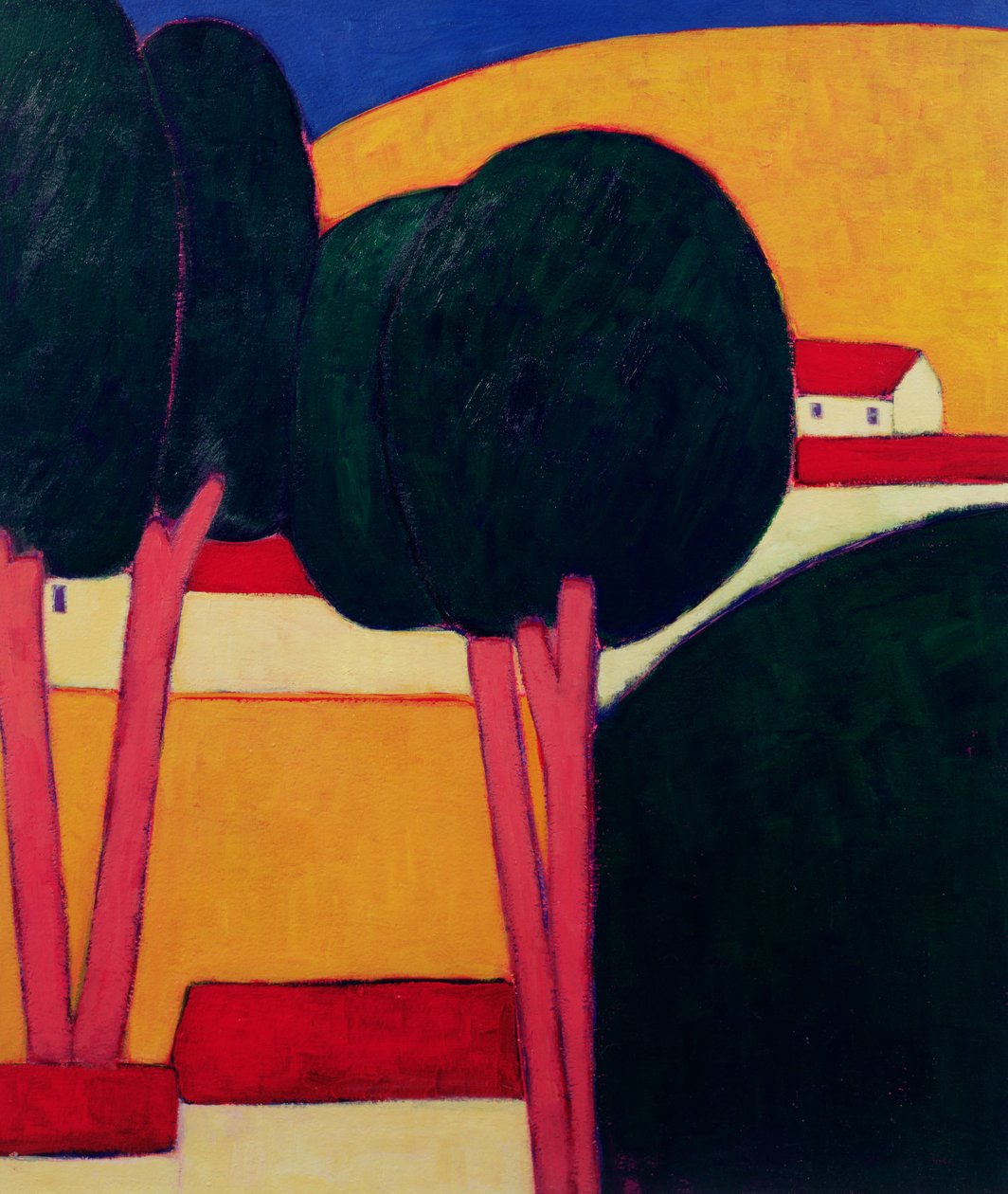 Provencal Farm, 1997 (akryl på papir) av Eithne Contemporary Artist Donne
