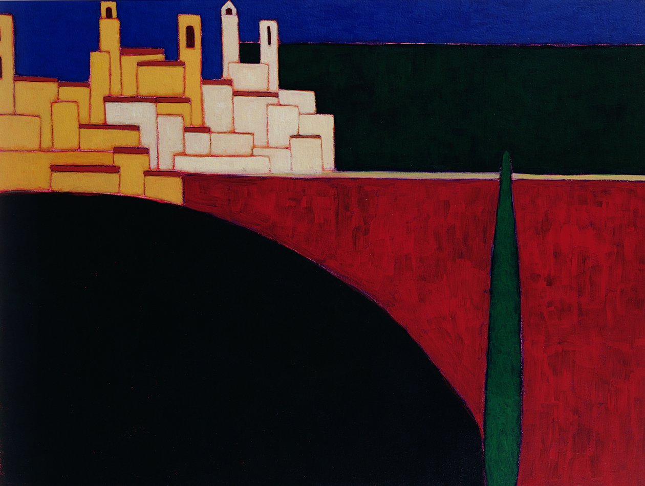 San Gimignano, 1999 (akryl på papir) av Eithne Contemporary Artist Donne