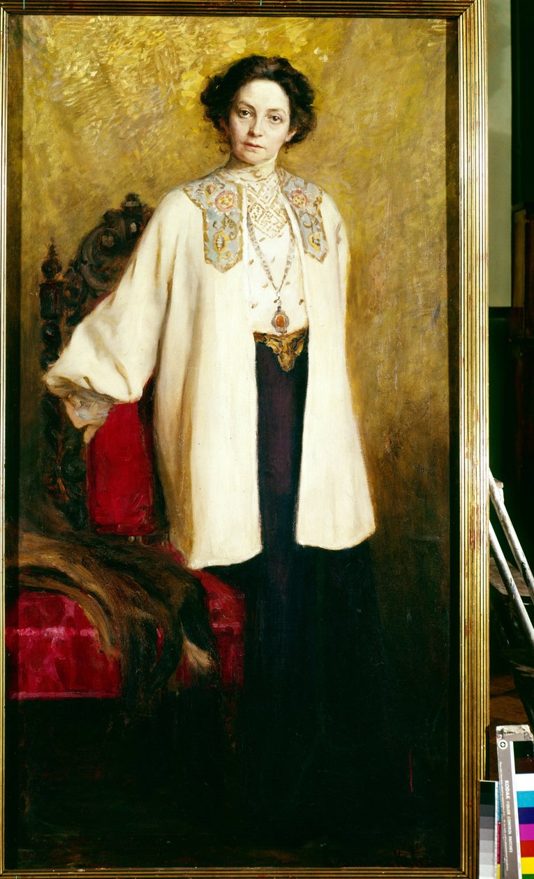 Portrett av skuespillerinnen Vera Komissarjevskaia (Komissarzhevskaya) (1864-1910). Maleri av Ekaterina Sergeevna Zarudnaya Kavos (1862-1918), olje på lerret, ca 1906. Russisk kunst 20. århundre. State Central A. Bakhrushin Theatre Museum, Moskva. av Ekaterina Sergeevna Zarudnaya Kavos