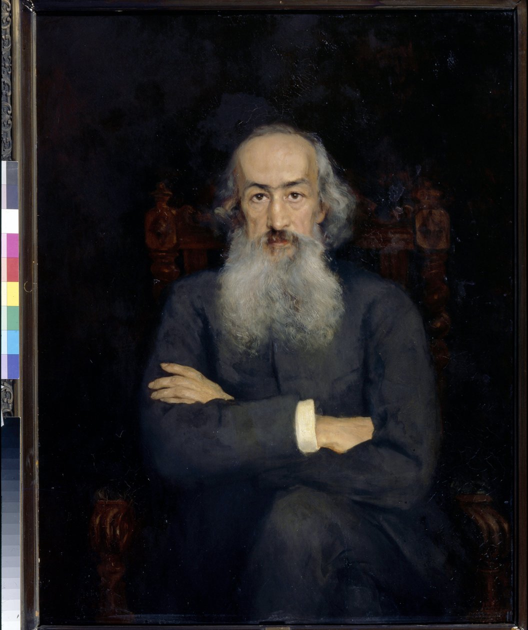 Portrett av historikeren Constantin Bestoujev Rioumine (Bestoujev-Rioumine) (1829-1897) - Maleri av Ekaterina Sergeevna Zarudnaya Kavos (1862-1918), olje på lerret (101x79 cm) av Ekaterina Sergeevna Zarudnaya Kavos