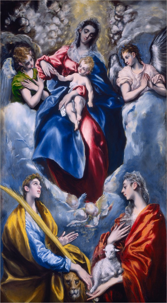 Madonna og barn med Saint Martina og Saint Agnes, 1597-1599 av El Greco