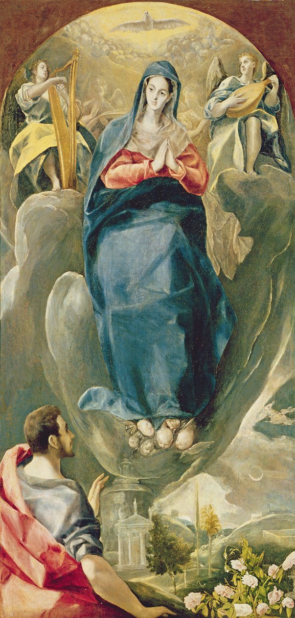 Den ulastelige unnfangelse overveid av St. Johannes evangelisten av El Greco