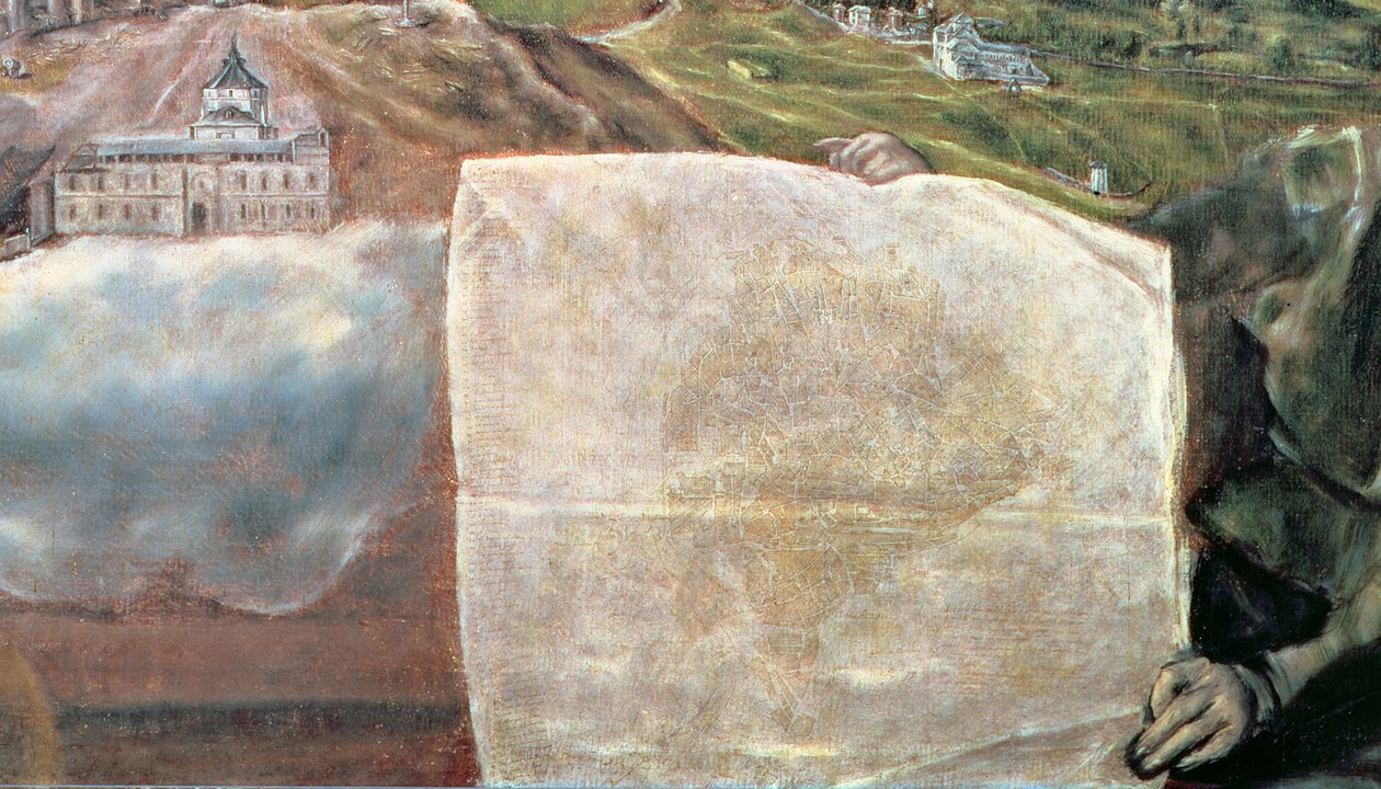 Vis og kart over byen Toledo olje på lerret detalj av 124615 av El Greco