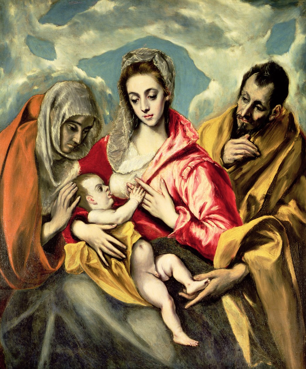Jomfru og barn med SS. Anne og Joseph, 1587-96 av El Greco