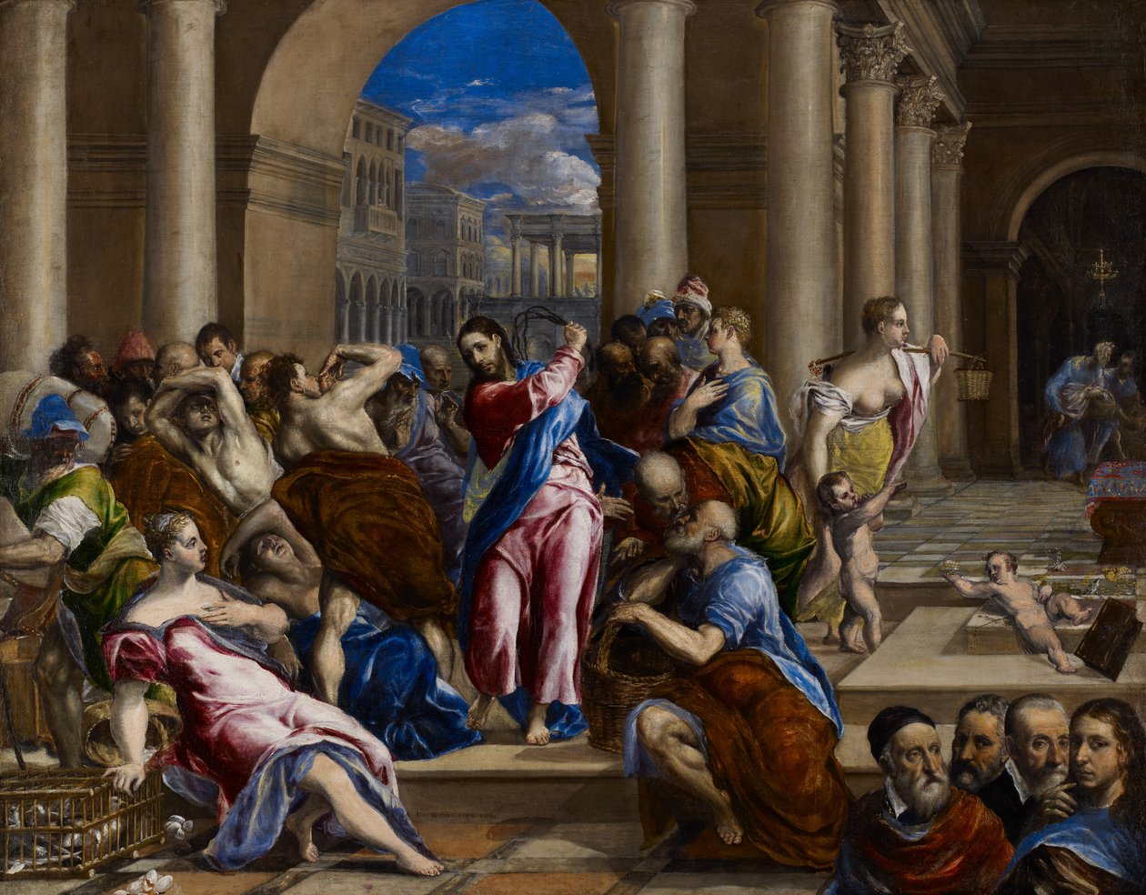 Kristus driver pengevekslerne fra tempelet, ca. 1570 (olje på lerret) av El Greco