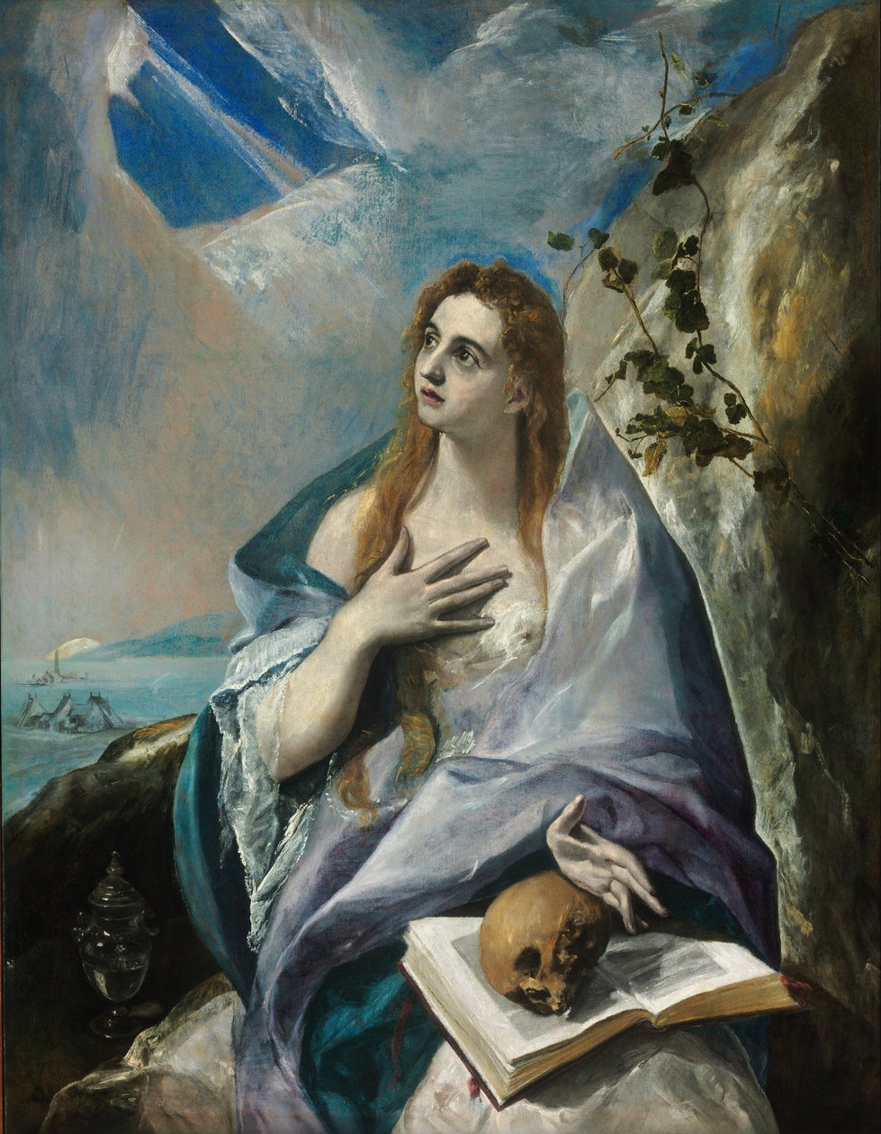 ""La Madeleine repentante"" Peinture de Domenikos Theotokopoulos dit El Greco (1541-1614) 16eme siecle - El Greco, Dominican (1541-1614) - 1577 - Olje på lerret - 156,5x121 - Muzeum, Budapest av El Greco