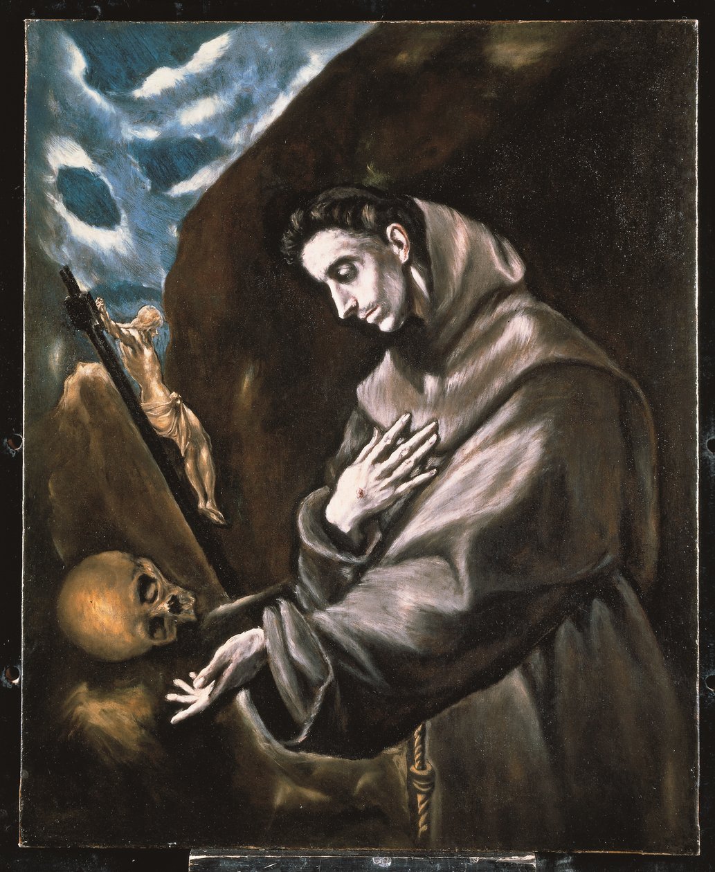 Sankt Frans står i meditasjon (olje på lerret) av El (1541-1614) Greco
