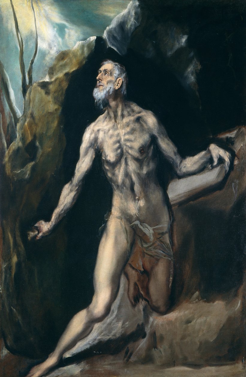 Den hellige Hieronymus, ca. 1610–1614 (olje på lerret) av El (1541-1614) Greco