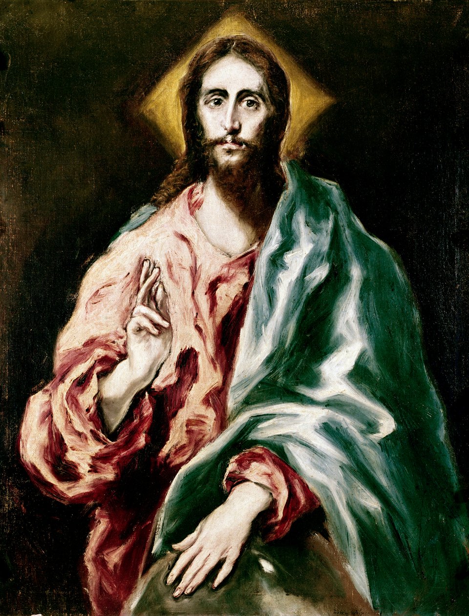 Apostolat ved katedralen i Toledo: Kristus forløseren. Maleri av Domenikos Theotokopoulos dit El Greco (1540-1614) av El Greco