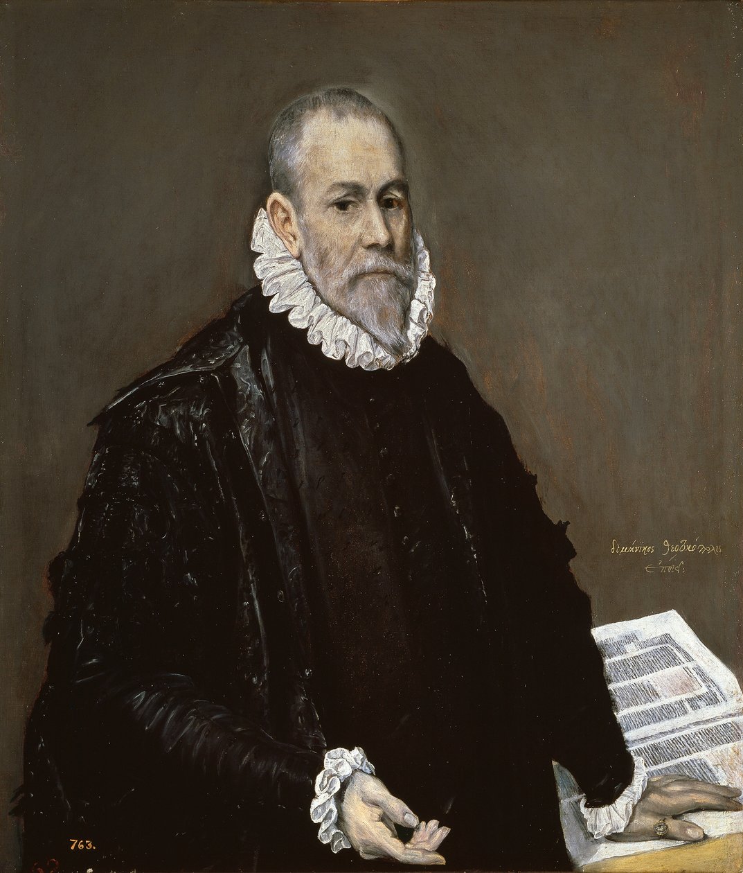 ""Portrait de medecin"" (Portrett av en lege) Peinture av Domenikos Theotokopoulos dit El Greco (1541-1614) 1582-1585 Olje på lerret Dim 96x82 cm Museo del Prado, Madrid av El Greco