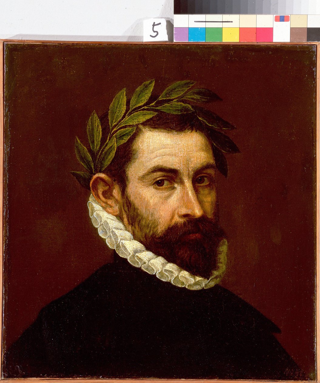 ""Portrett av poeten Alonso de Ercilla y Zuniga (1533-1594)"" Maleri av Domenikos Theotokopoulos kjent som El Greco (1540-1614) 1576-1578 Dim. 44,3x41,5 cm St. Petersburg Eremitagemuseum av El Greco