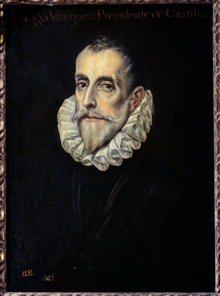 Portrett av Rodrigue Vazquez, president for finansrådet og Castilla-maleriet av Domenikos Theotokopoulos dit El Greco (1541-1614) 1500-tallet Søn. 0,66x0,4m. Madrid, Prado-museet av El Greco