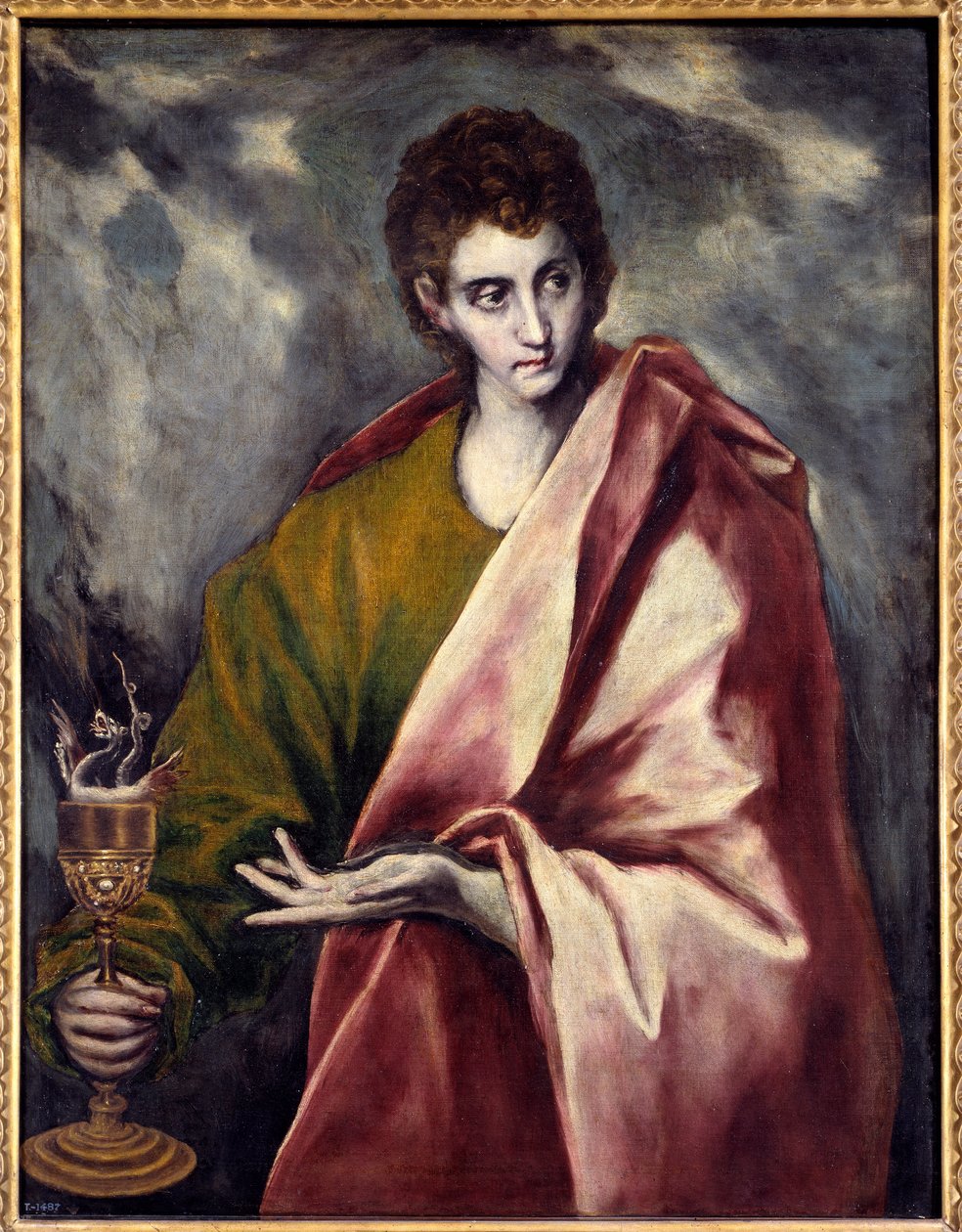 Sankt Johannes evangelisten Maleri av Domenikos Theotokopoulos dit El Greco (1541-1614) 1600-tallet Søn. 0,9x0,77 m Madrid, Musee du Prado - Evangelisten Johannes. Maleri av Domenikos Theotokopoulos kjent som El Greco (1541-1614) av El Greco