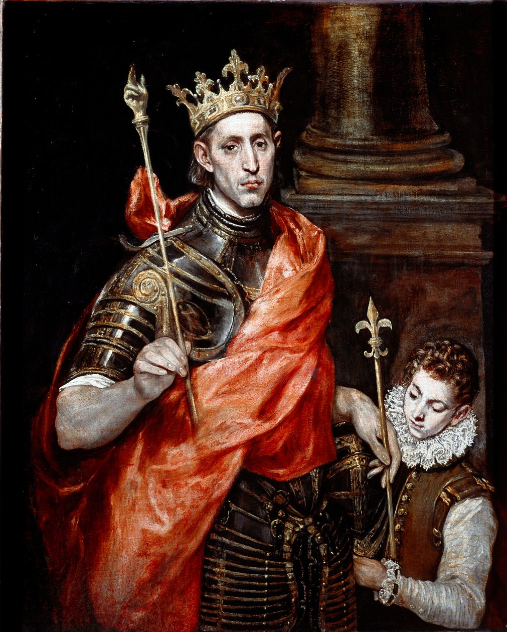 Saint Louis, konge av Frankrike og en side (maleri av El Greco