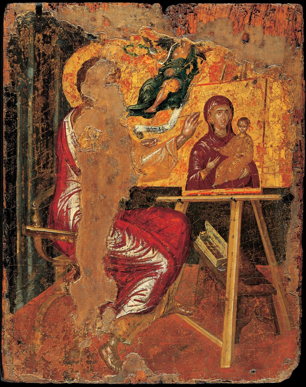 Saint Luc - Saint Luke Drawing the Virgin - El Greco, Dominico (1541-1614) - 1560-tallet - Tempera på panel - 41,6x33 - Benaki-museet, Athen av El Greco