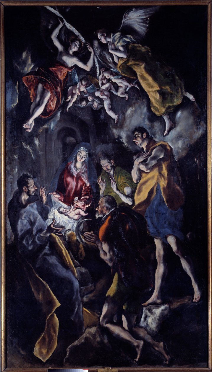 Hyrdenes tilbedelse, maleri av Domenikos Theotokopoulos Dit El Greco (1540-1614) av El Greco