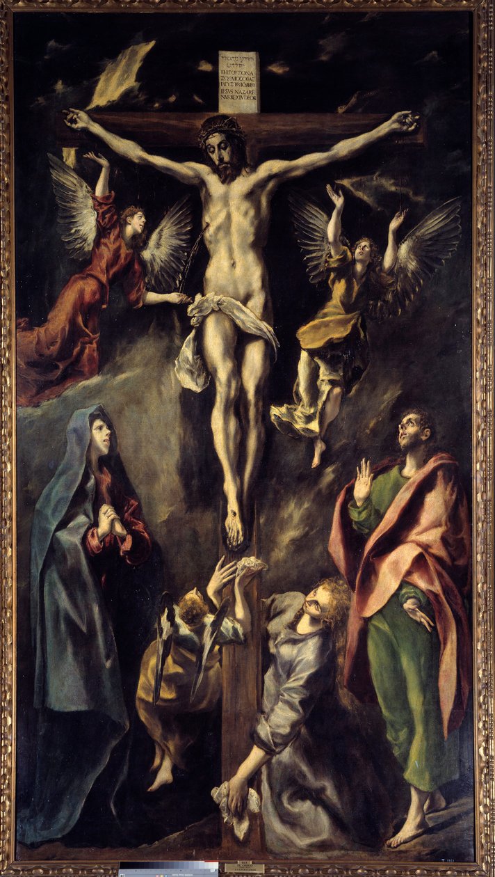 Korsfestelsesmaleriet av Domenikos Theotokopoulos dit El Greco (1541-1614) 1600-tallet Søn. 3,12x1,69 m Madrid, Prado-museet av El Greco