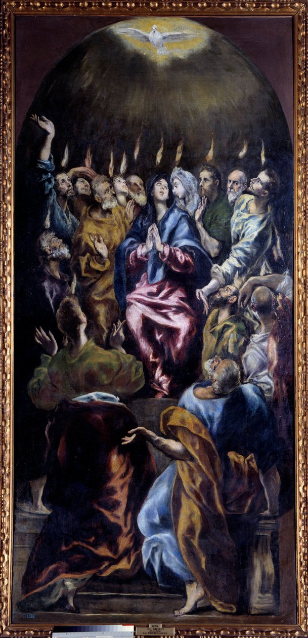 Pinsemaleriet av Domenikos Theotokopoulos dit El Greco (1541-1614) 1600-talls søn. 2,75x1,27 m Madrid, Pradomuseet - pinse. Maleri av Domenikos Theotokopoulos kjent som El Greco (1541-1614) av El Greco