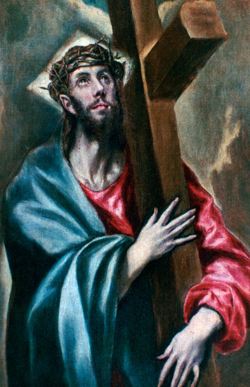 Kristus holder korset, 1600-1610 av El Greco