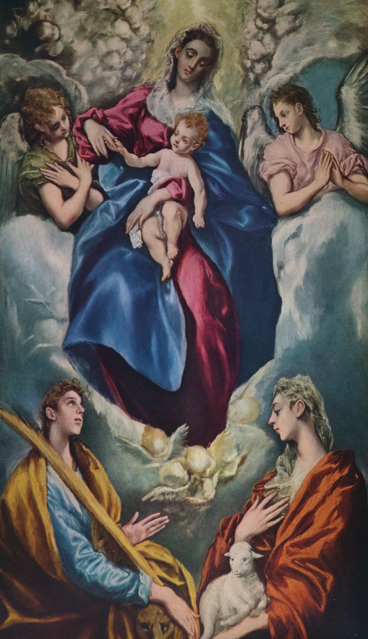 Madonna og barn med Saint Martina og Saint Agnes, 1597-1599 av El Greco