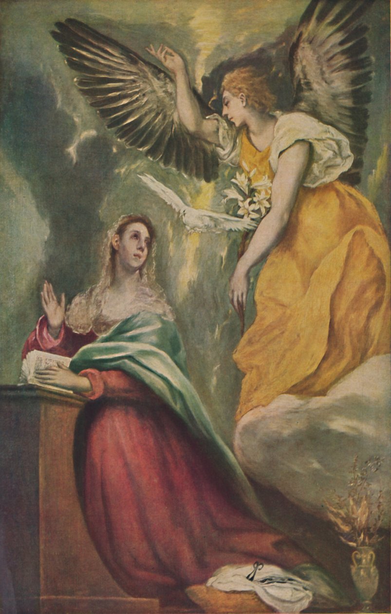 Maria Verkundigung, Bebudelsen, c1595 - 1600, 1938 av El Greco