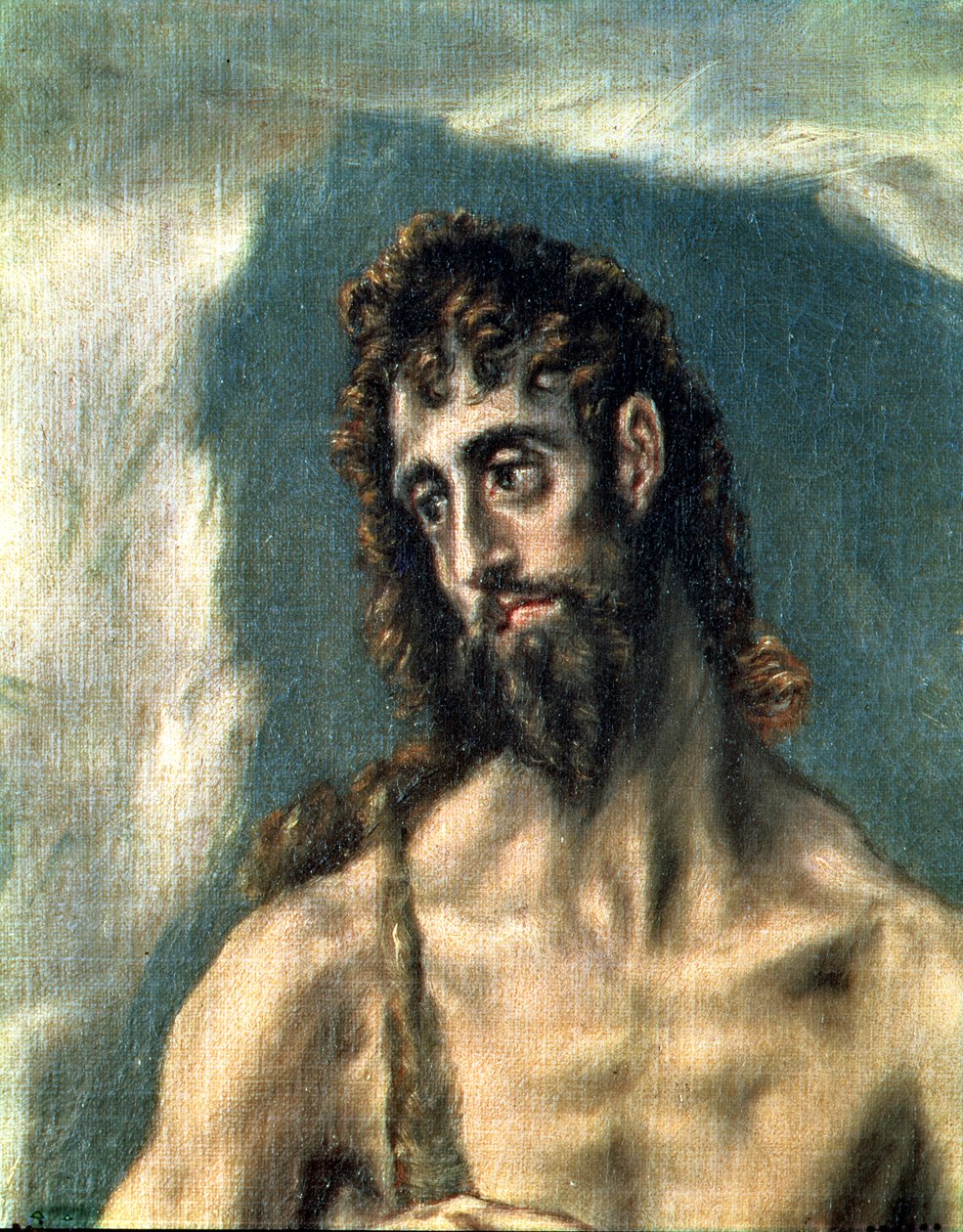 SS. Johannes evangelisten og døperen Johannes, detalj av døperen, 1605-10 olje på lerret detalj av 86552 av El Greco