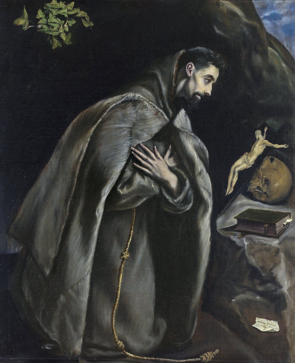 St Francis i bønn før krusifikset av El Greco