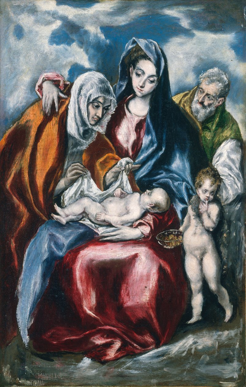Den hellige familie med Saint Anne og spedbarnet døperen Johannes, ca. 1595-1600 av El Greco