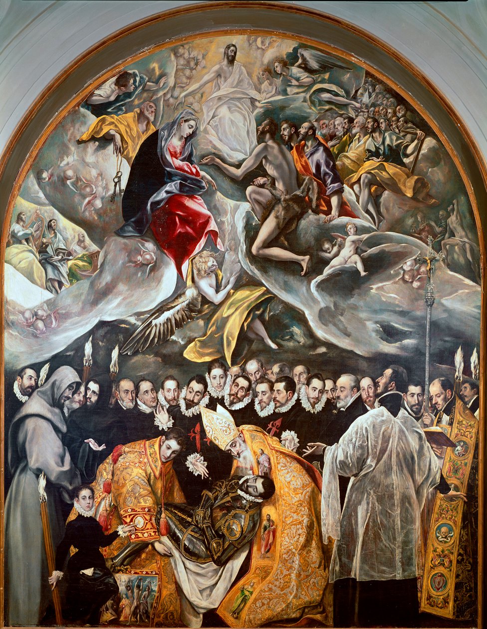 Begravelsen til greven av Orgaz Nedre detalj av maleriet av Domenikos Theotokopoulos dit El Greco av El Greco