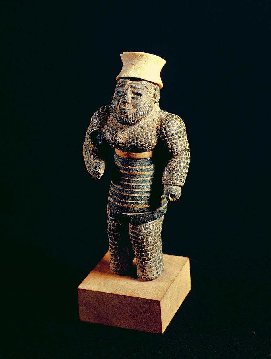 Statuett av en skjeggete mann med bart, fra Susa, Sørvest-Iran glimmer, gull og stein av Elamite