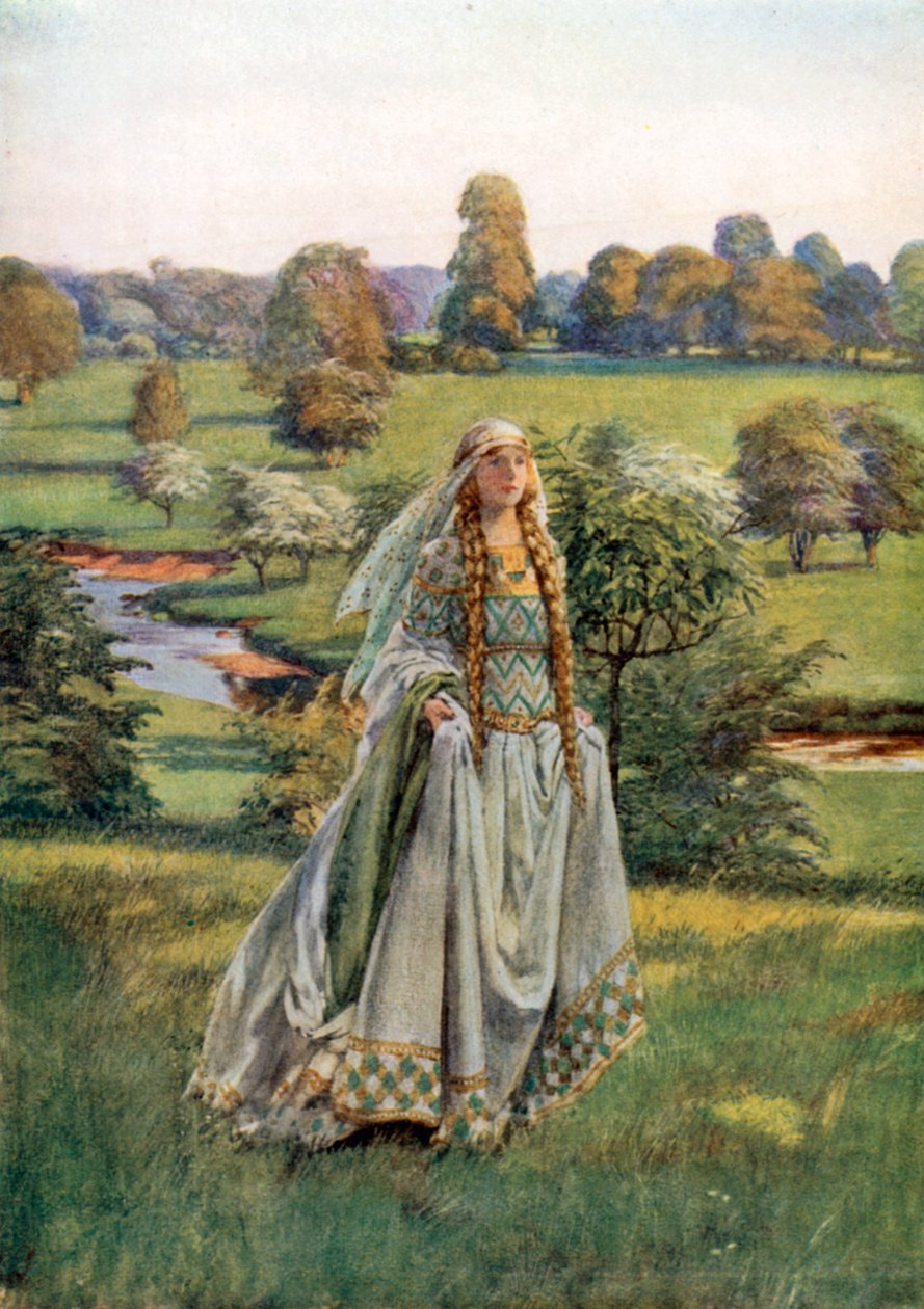 Guinevere Tennyson (fargelitografi) av Eleanor Fortescue-Brickdale