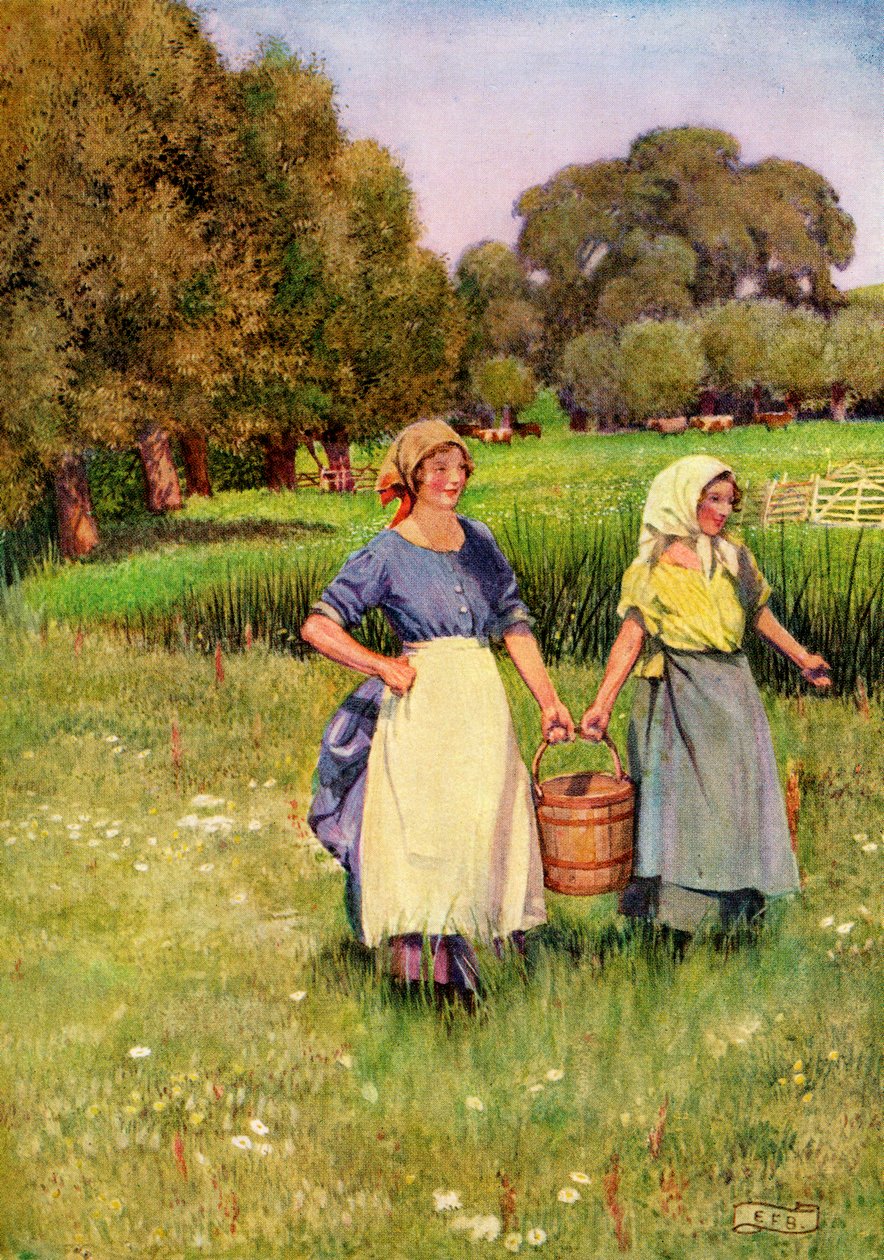 Illustrasjon til diktet L'Allegro av Milton, fra boken 'Palgrave's Golden Treasury of Songs and Lyrics', utgitt 1919 (farge litho) av Eleanor Fortescue Brickdale