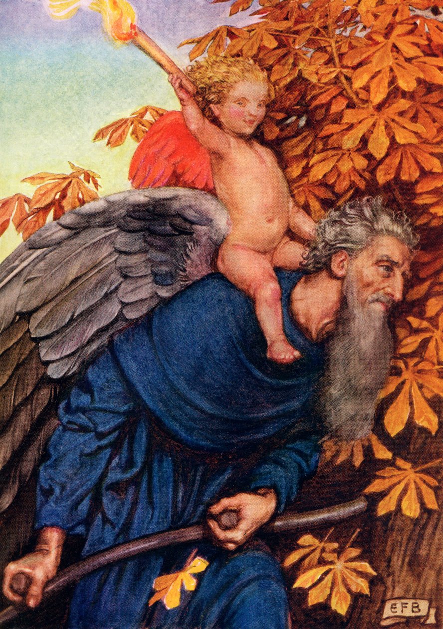 Illustrasjon til diktet Man's Love av Shakespeare, fra boken 'Palgrave's Golden Treasury of Songs and Lyrics', utgitt 1919 (farge litho) av Eleanor Fortescue Brickdale