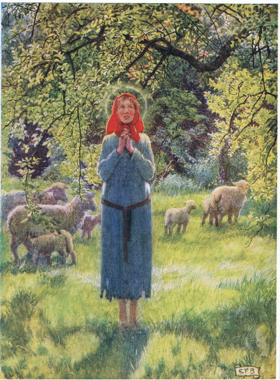 Jeanne d'Arc: Jeg har hørt rare stemmer i vinden. (litho) av Eleanor Fortescue Brickdale