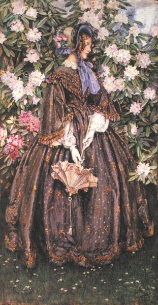Dame med parasoll (akvarell på papir) av Eleanor Fortescue Brickdale